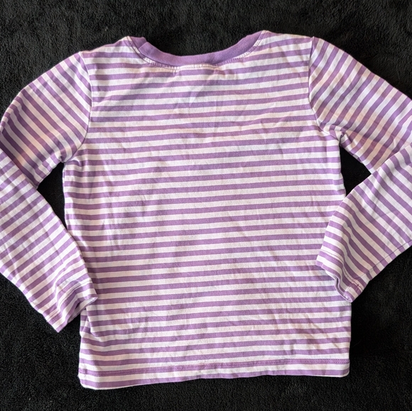 Hanna Andersson Girls Striped Long Sleeve 100% Cotton Shirt Metallic Floral - Picture 8 of 9